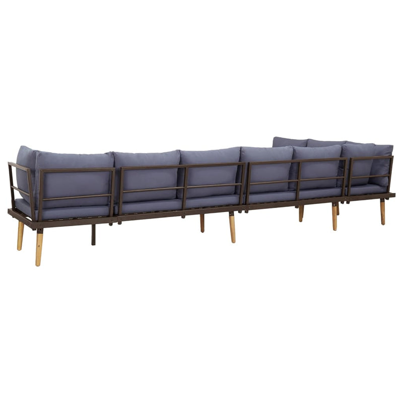 8-Seater Garden Lounge Set with Cushions Solid Acacia Wood