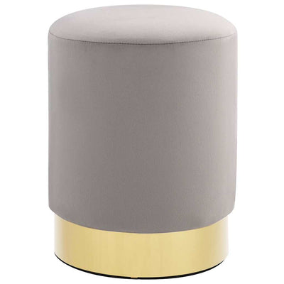 Stool Light Grey and Gold Velvet