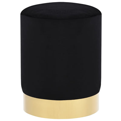 Stool Black and Gold Velvet