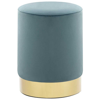 Stool Light Blue and Gold Velvet