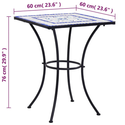 Mosaic Bistro Table Blue and White 60 cm Ceramic