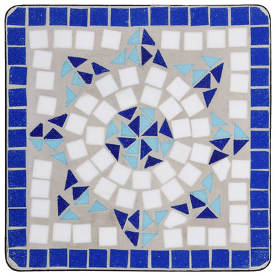 Mosaic Side Table Blue and White Ceramic