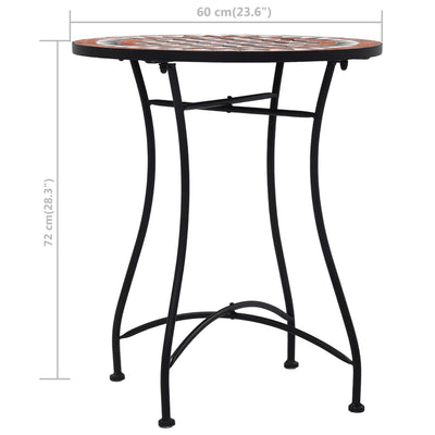 Mosaic Bistro Table Brown 60cm Ceramic