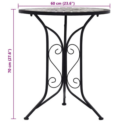 Mosaic Bistro Table Grey 61cm Ceramic