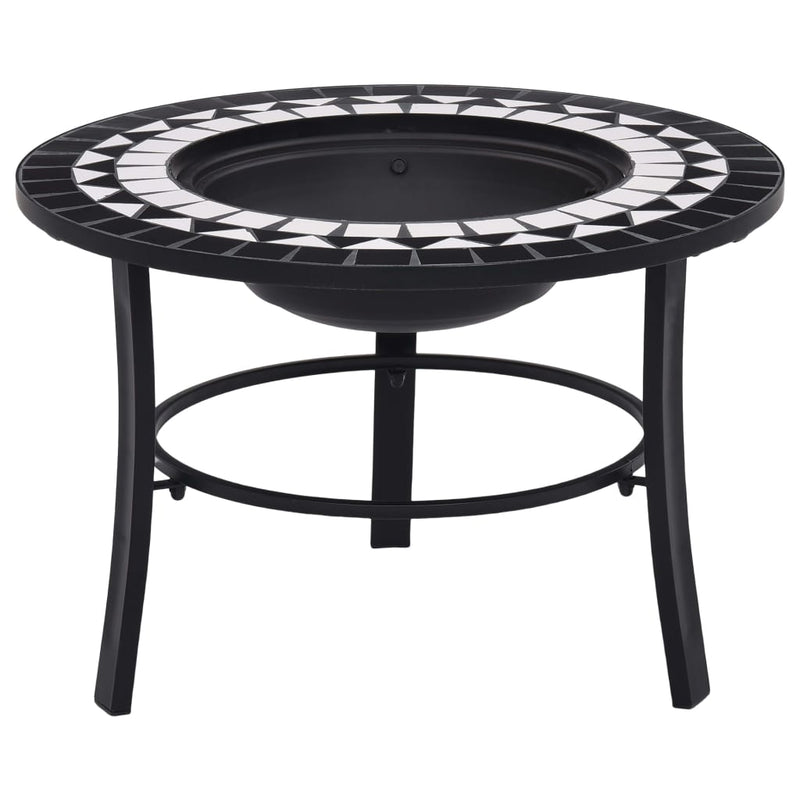 Mosaic Fire Pit Black and White 68cm Ceramic