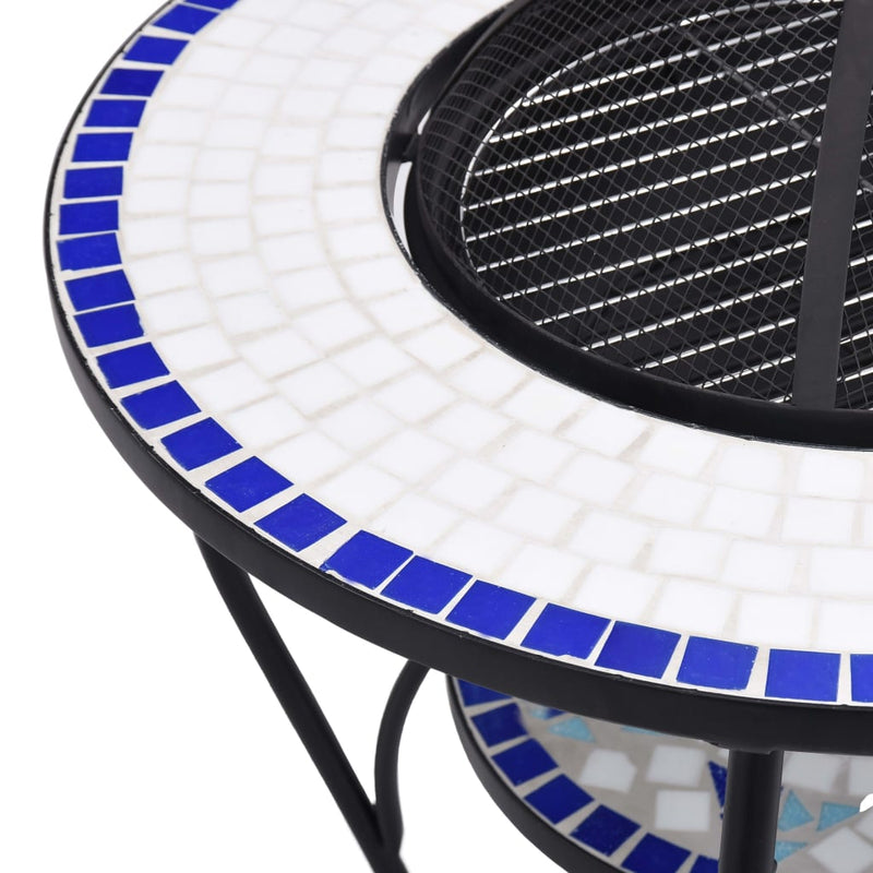 Mosaic Fire Pit Table Blue and White 68 cm Ceramic