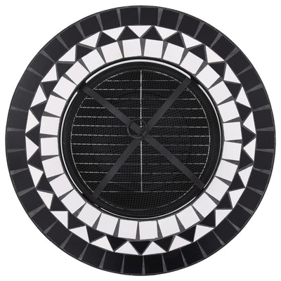 Mosaic Fire Pit Table Black and White 68 cm Ceramic