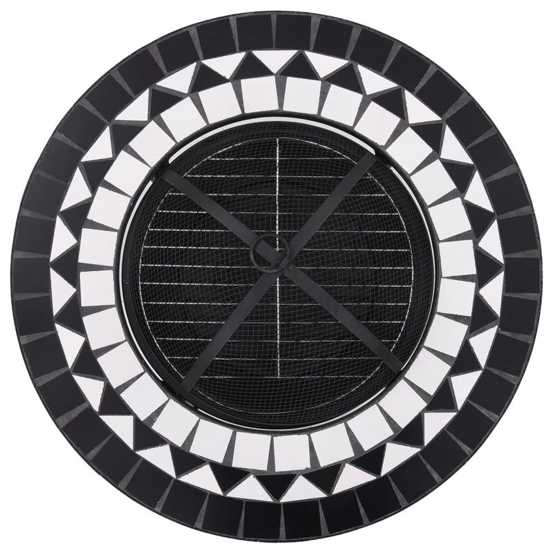 Mosaic Fire Pit Table Black and White 68 cm Ceramic