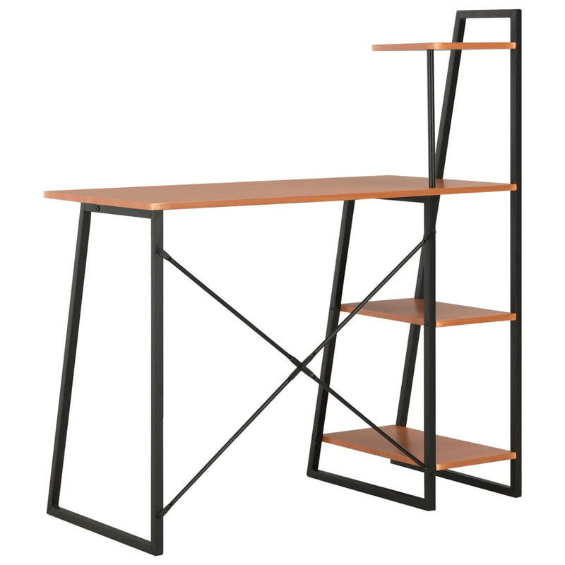 Desk with Shelving Unit Black and Brown 102x50x117 cm