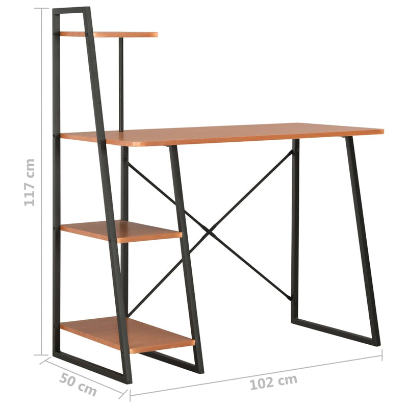 Desk with Shelving Unit Black and Brown 102x50x117 cm