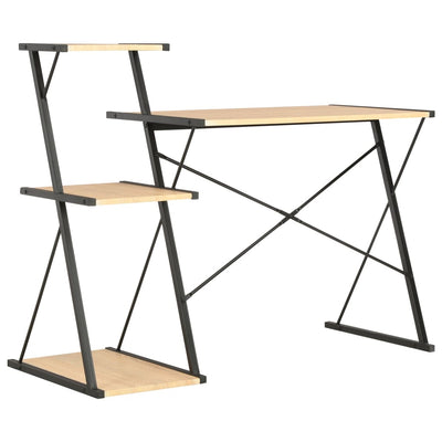 Desk with Shelf Black and Oak 116x50x93 cm