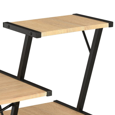 Desk with Shelf Black and Oak 116x50x93 cm