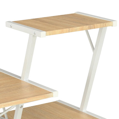 Desk with Shelf White and Oak 116x50x93 cm