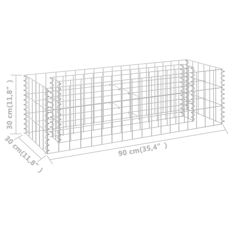 Gabion Raised Bed Galvanised Steel 90x30x30 cm