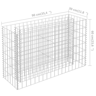 Gabion Raised Bed Galvanised Steel 90x30x60 cm