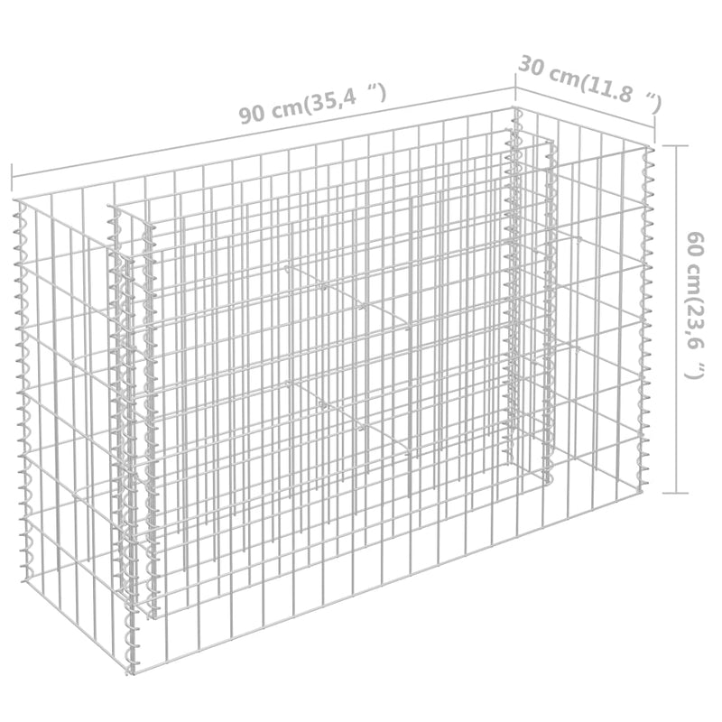 Gabion Raised Bed Galvanised Steel 90x30x60 cm