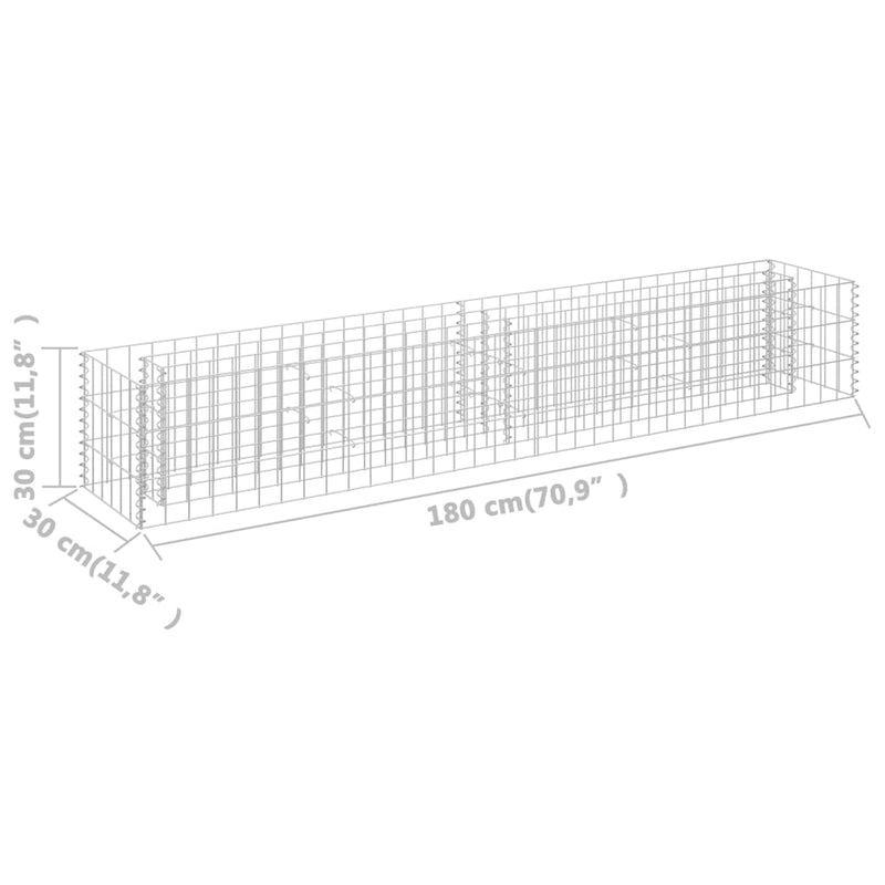 Gabion Raised Bed Galvanised Steel 180x30x30 cm