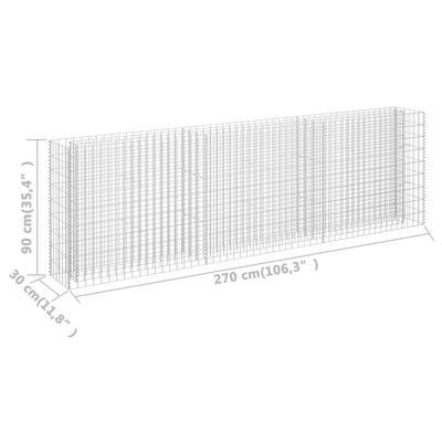 Gabion Raised Bed Galvanised Steel 270x30x90 cm