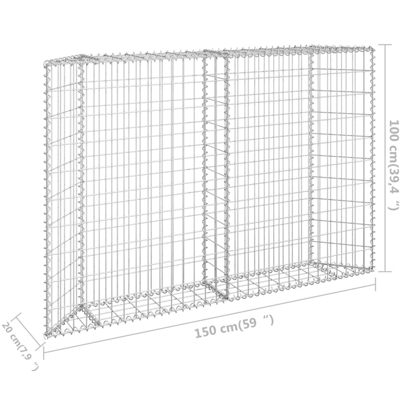 Trapezium Gabion Raised Bed Galvanised Steel 150x20x100 cm