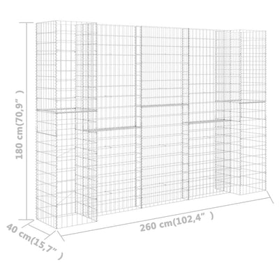 H-Shaped Gabion Planter Steel Wire 260x40x180 cm