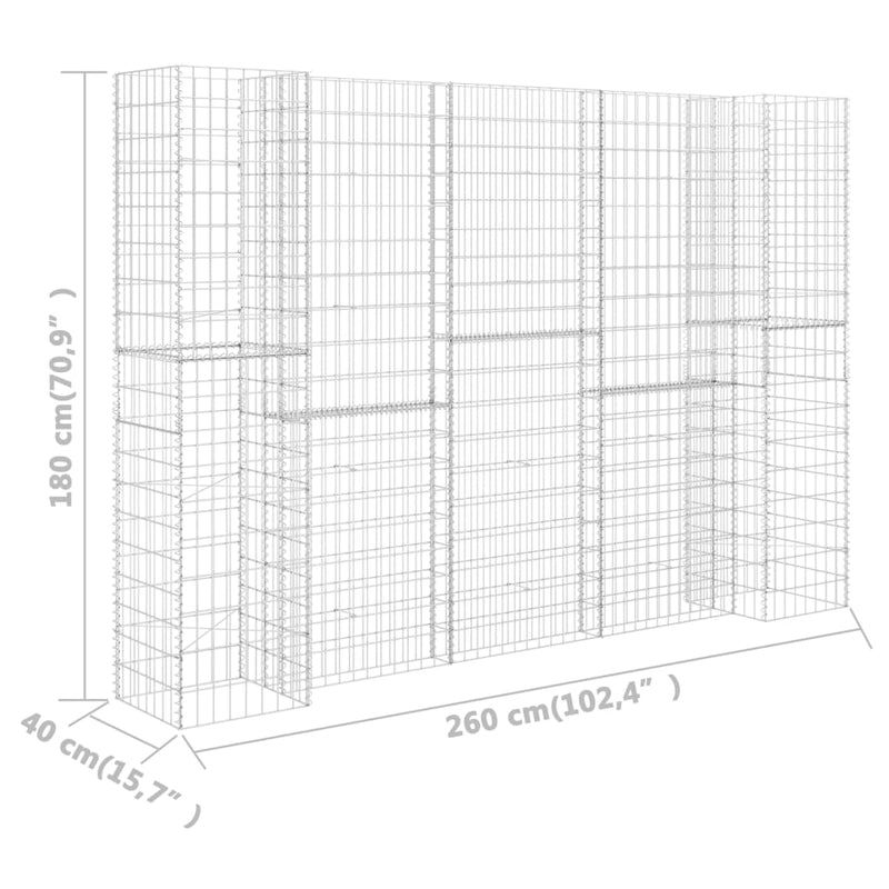 H-Shaped Gabion Planter Steel Wire 260x40x180 cm