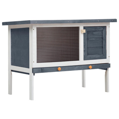 Outdoor Rabbit Hutch 1 Layer Grey Wood