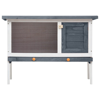 Outdoor Rabbit Hutch 1 Layer Grey Wood