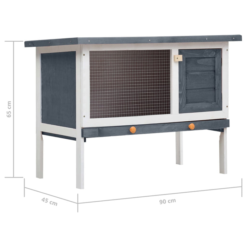 Outdoor Rabbit Hutch 1 Layer Grey Wood