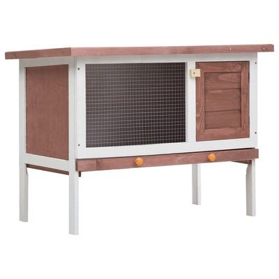 Outdoor Rabbit Hutch 1 Layer Brown Wood