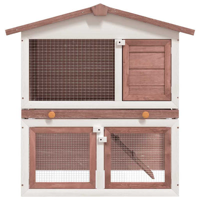 Outdoor Rabbit Hutch 3 Doors Brown Wood