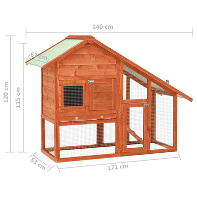 Rabbit Hutch 140x63x120 cm Solid Firwood