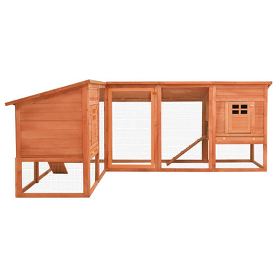 Outdoor Rabbit Hutch with Run Brown Solid Fir Wood