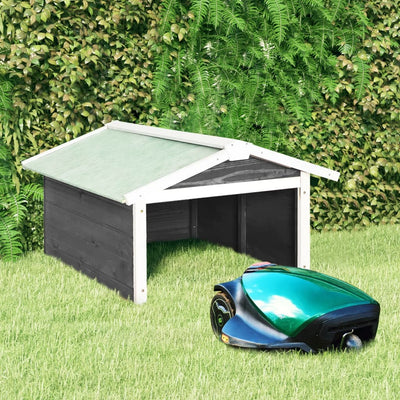 Robotic Lawn Mower Garage 72x87x50 cm Grey and White Firwood