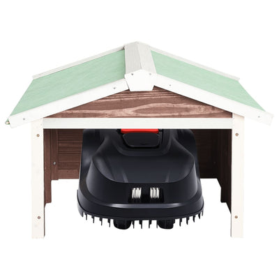 Robotic Lawn Mower Garage 72x87x50 cm Mocca and White Firwood