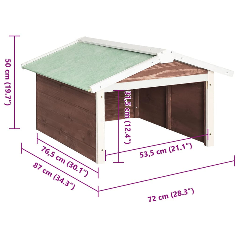 Robotic Lawn Mower Garage 72x87x50 cm Mocca and White Firwood