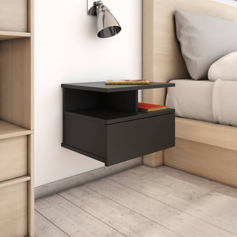 Floating Nightstand Black 40x31x27 cm Engineered Wood