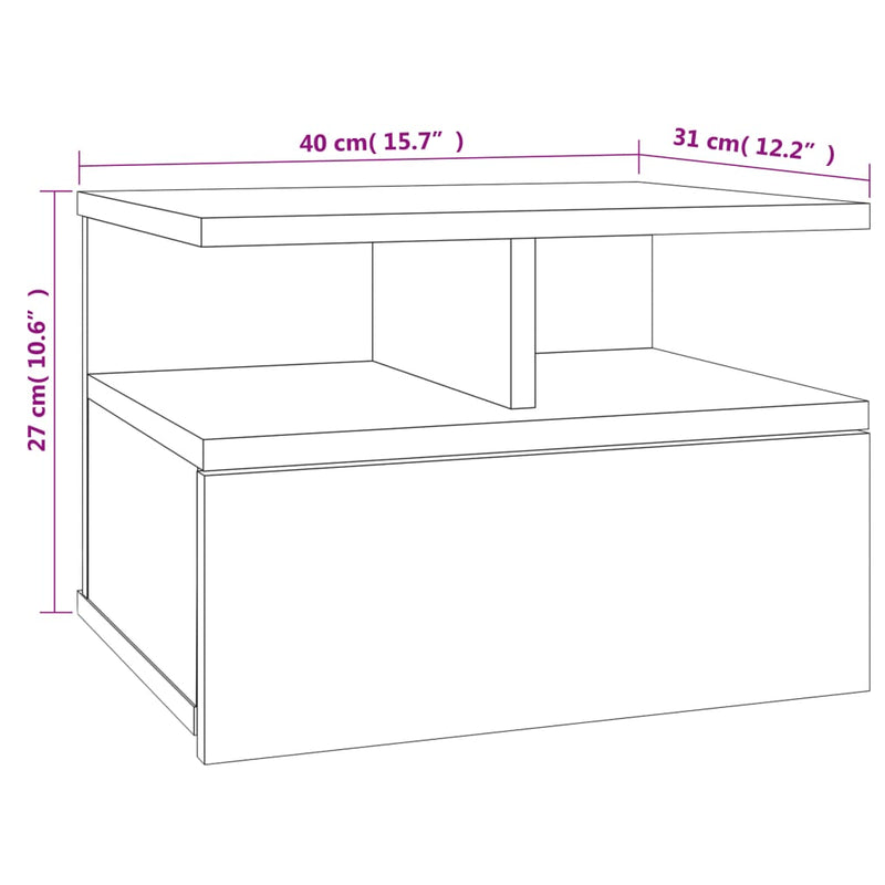 Floating Nightstands 2 pcs Concrete Grey 40x31x27 cm Engineered Wood