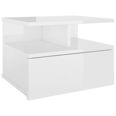 Floating Nightstand High Gloss White 40x31x27 cm Engineered Wood