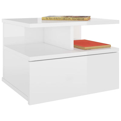 Floating Nightstand High Gloss White 40x31x27 cm Engineered Wood