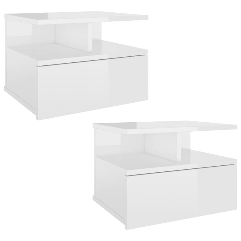 Floating Nightstands 2 pcs High Gloss White 40x31x27 cm Engineered Wood