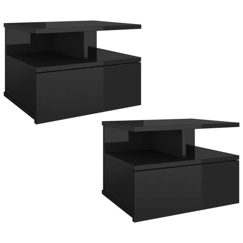 Floating Nightstands 2 pcs High Gloss Black 40x31x27 cm Engineered Wood