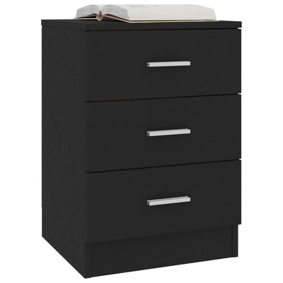 Bedside Cabinets 2 pcs Black 38x35x56 cm Engineered Wood