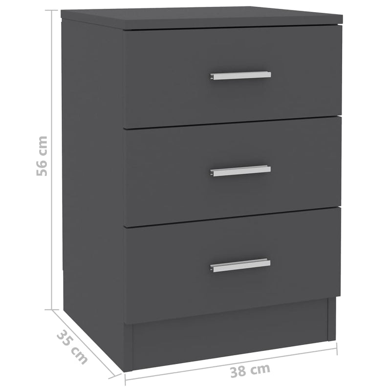 Bedside Cabinet Grey 38x35x56 cm Engineered Wood