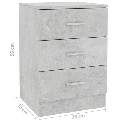 Bedside Cabinet Concrete Grey 38x35x56 cm Engineered Wood