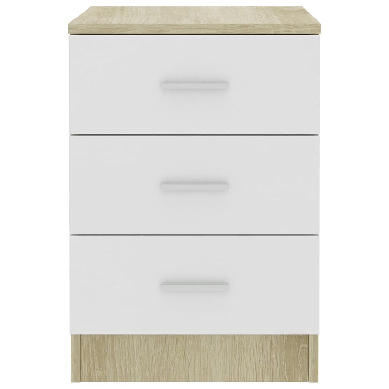 Bedside Cabinet White and Sonoma Oak 38x35x56 cm Engineered Wood