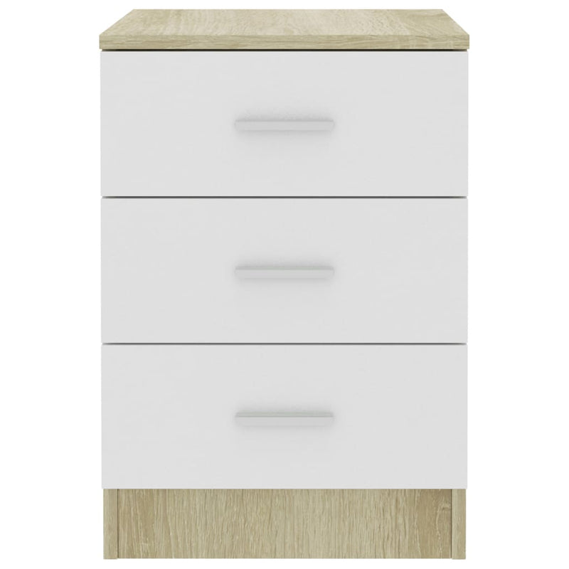 Bedside Cabinets 2 pcs White and Sonoma Oak 38x35x56 cm Engineered Wood