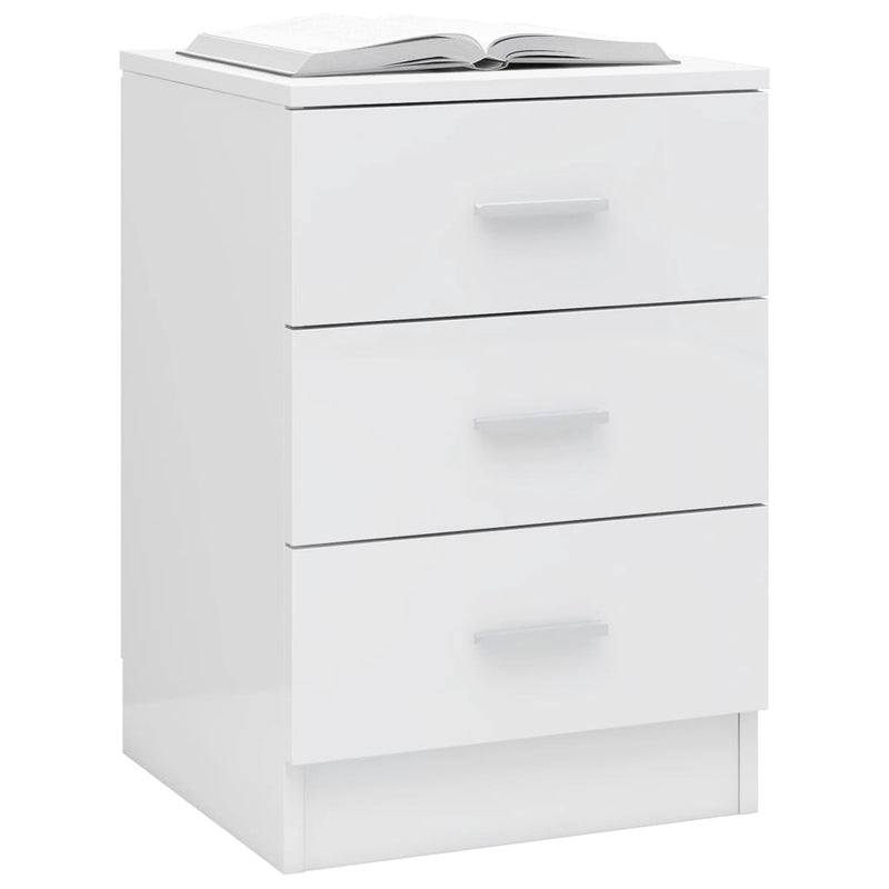 Bedside Cabinet High Gloss White 38x35x56 cm Engineered Wood