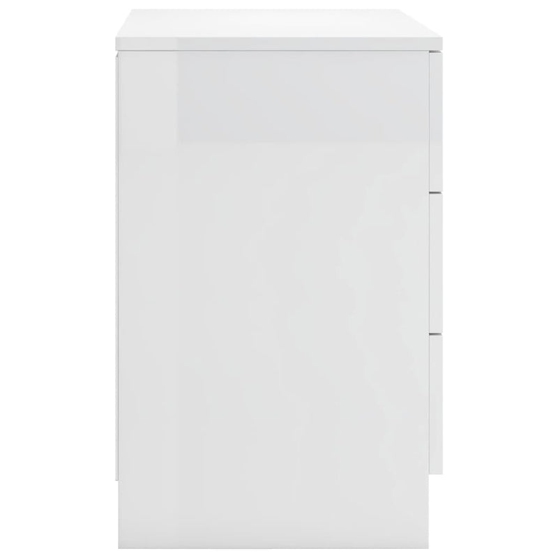 Bedside Cabinet High Gloss White 38x35x56 cm Engineered Wood