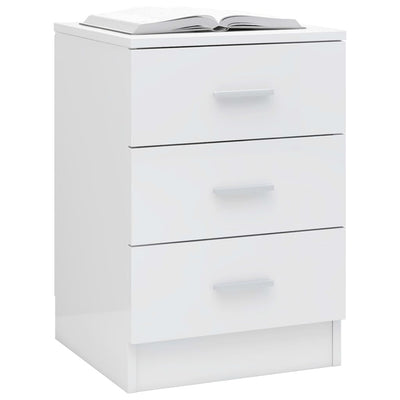 Bedside Cabinets 2 pcs High Gloss White 38x35x56 cm Engineered Wood