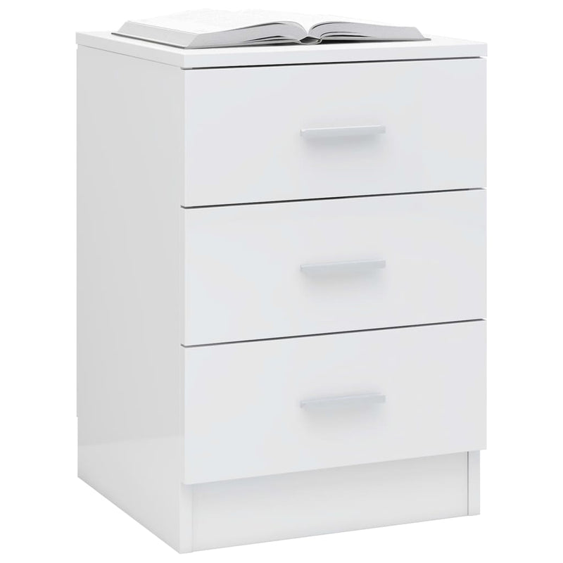 Bedside Cabinets 2 pcs High Gloss White 38x35x56 cm Engineered Wood